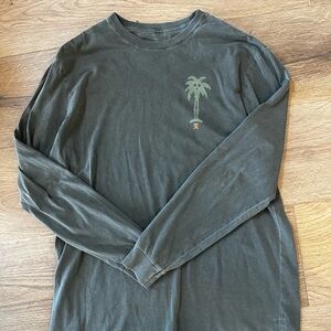 Roark Long Sleeve Tee in Olive Green with Light Green Palm Graphic